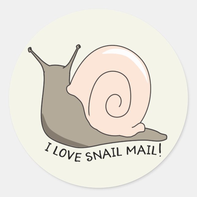 I Love Snail Mail Cute Round Sticker (Front)