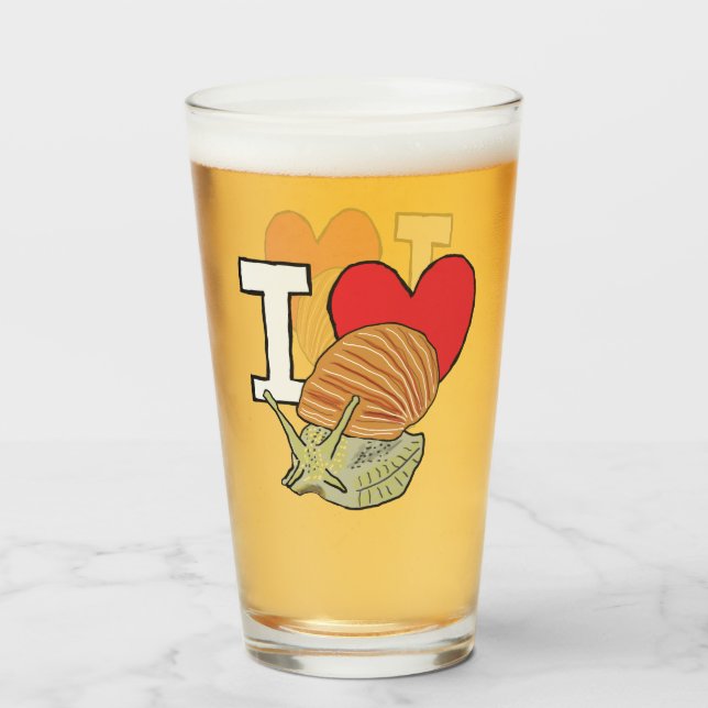 I Love Snails Glass (Front Filled)