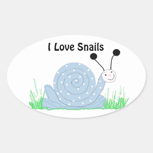 I Love Snails Oval Sticker