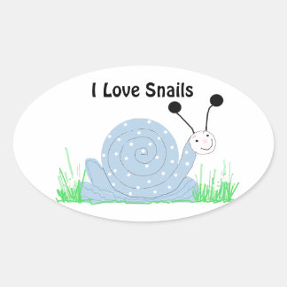 I Love Snails Oval Sticker