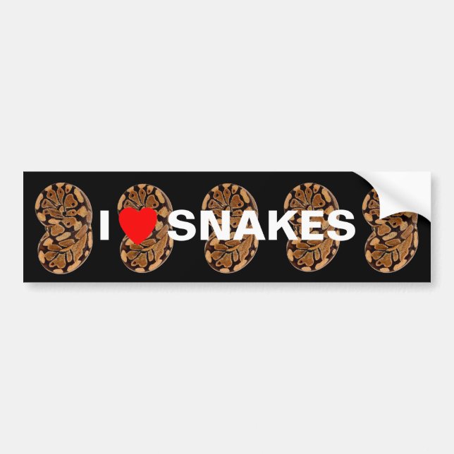 I Love Snakes Bumper Sticker (Front)