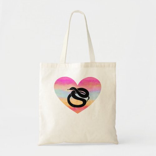 I Love Snakes Heart Serpent Lover Colorful Sunset  Tote Bag