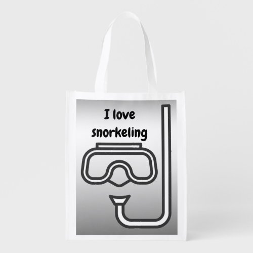 I Love Snorkeling Gray Silver Reusable Grocery Bag