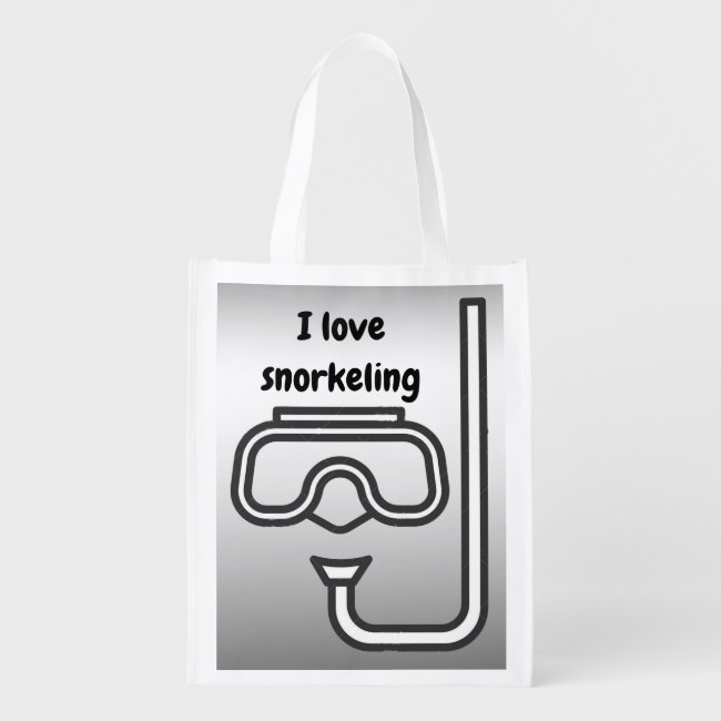 I Love Snorkeling Gray Silver Reusable Grocery Bag