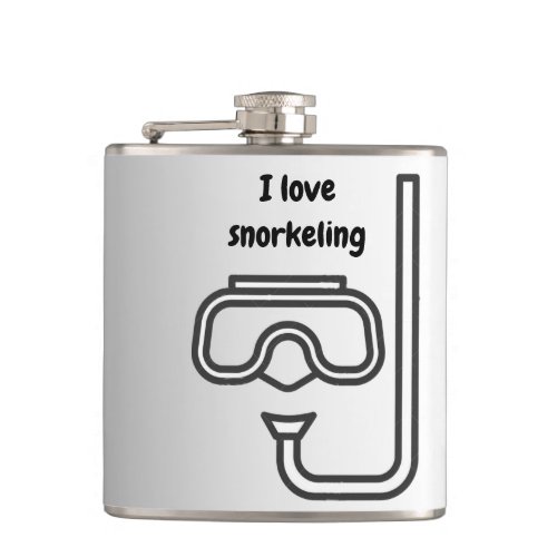 I Love Snorkeling Silver Flask