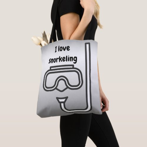 I Love Snorkeling Silver Gray Tote Bag