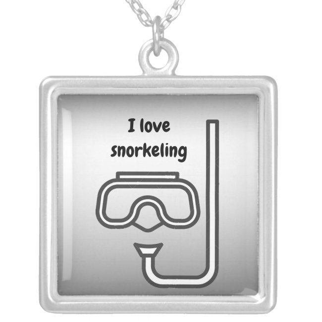 I Love Snorkeling Silver Necklace