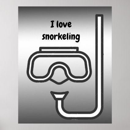 I Love Snorkeling Silver Poster