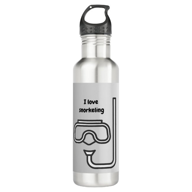 I Love Snorkeling Silver Water Bottle