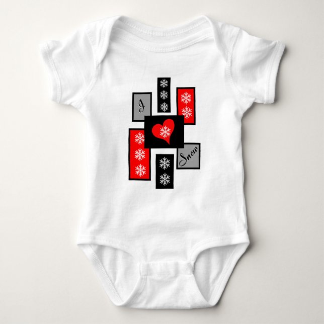 I Love Snow Baby Bodysuit (Front)