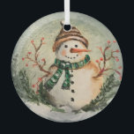 I Love Snow! Glass Ornament<br><div class="desc">This is a print of a hand painted snowman done in acrylic on wood.</div>