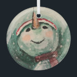 I Love Snow Too! Glass Ornament<br><div class="desc">This is a print of a hand painted snowman done in acrylic on wood.</div>