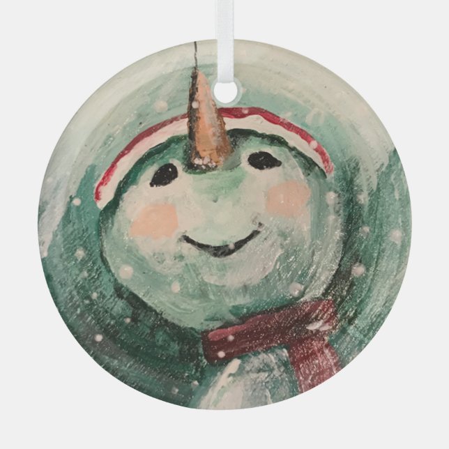 I Love Snow Too! Glass Ornament (Front)