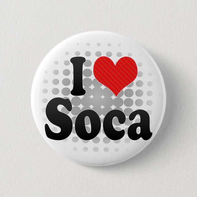 I Love Soca Pinback Button (Front)