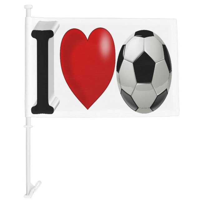 I Love Soccer 3D Car Flag