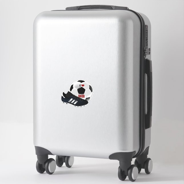 I Love Soccer, ball and shoe, Sticker (Suitcase)