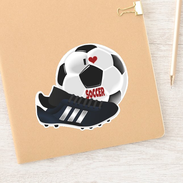 I Love Soccer, ball and shoe, Sticker (Notebook)