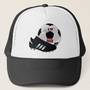 I Love Soccer, ball and shoe, Trucker Hat