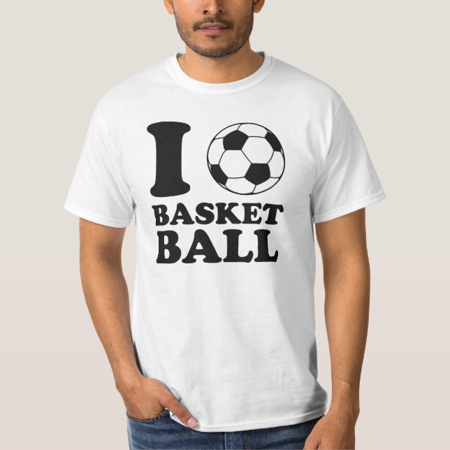 I Love Soccer Ball Basketball T-Shirt (Front)