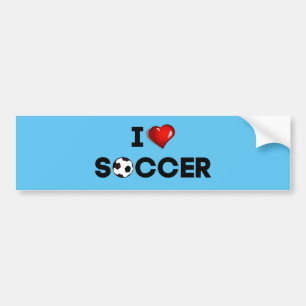 I Love Soccer, black text with red heart Bumper Sticker