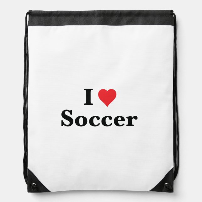 I Love Soccer Drawstring Backpack (Front)