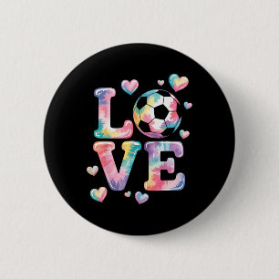 I Love Soccer Goalie Girl Player Fan Game Day Tie Button
