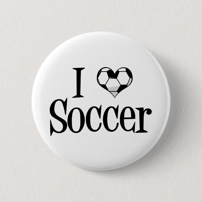 I Love Soccer Pinback Button (Front)