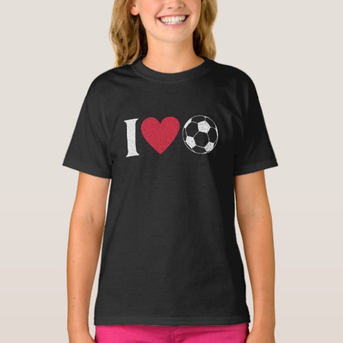 I love soccer retro heart football lover T_Shirt