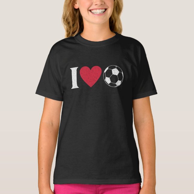 I love soccer retro heart football lover T-Shirt (Front)