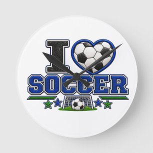 I Love Soccer Round Wall Clock Soccer Lover Room