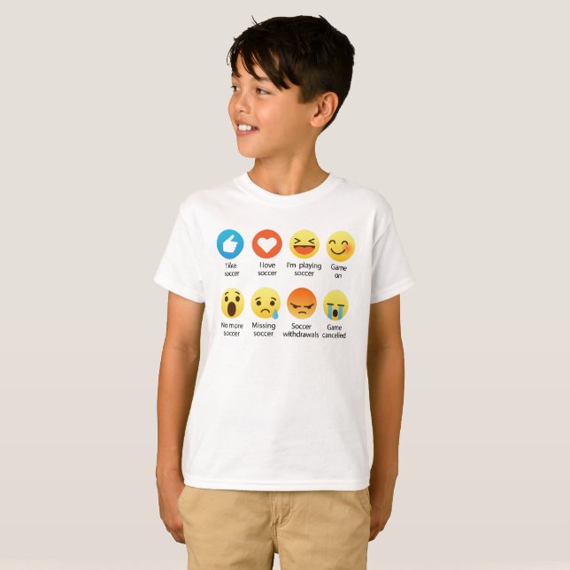 I Love SOCCER Social Emoticon (emoji) (Dark Font) T-Shirt (Front Full)