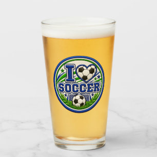 I Love Soccer Tumbler Glass   Soccer Lover Sports 