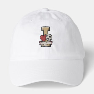 I Love Soccer Vintage Heart Ball Cap