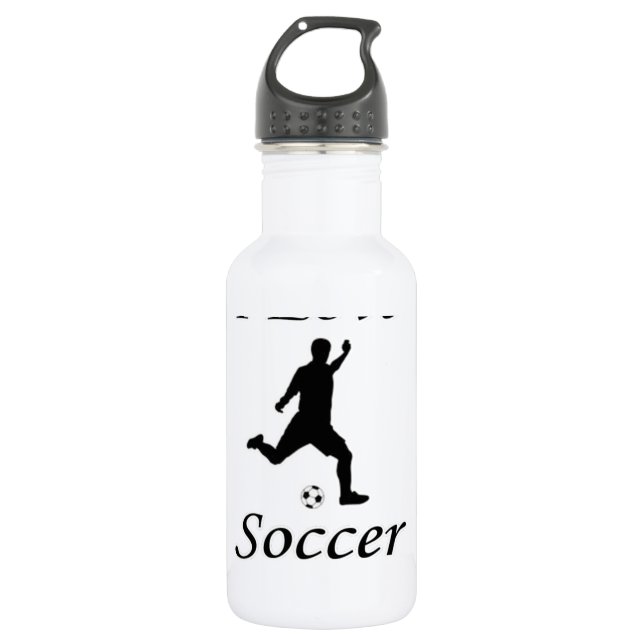 I Love Soccer Water Bottle (Front)