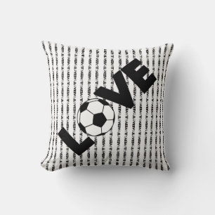 I love Soccer with Black Text Throw Pillow