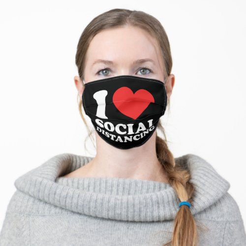 I Love Social Distancing Adult Cloth Face Mask