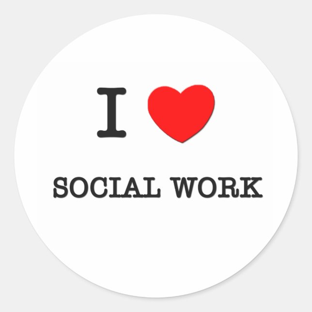 I Love SOCIAL WORK Classic Round Sticker (Front)