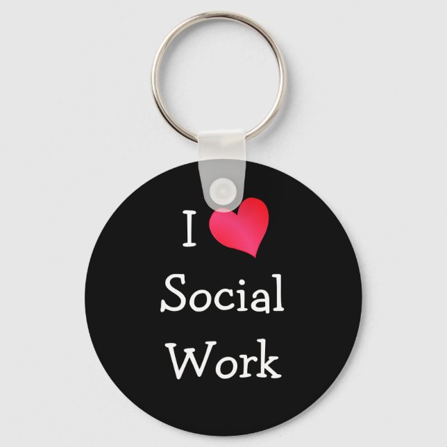 I Love Social Work Keychain (Front)