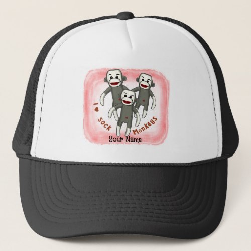 I Love Sock Monkeys custom name hat