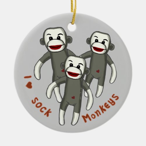 I Love Sock Monkeys custom name ornament