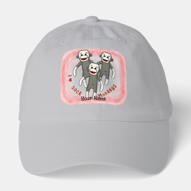 I Love Sock Monkeys  hat (Front)