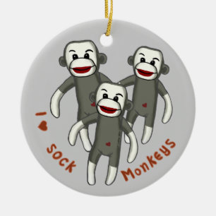 I Love Sock Monkeys ornament