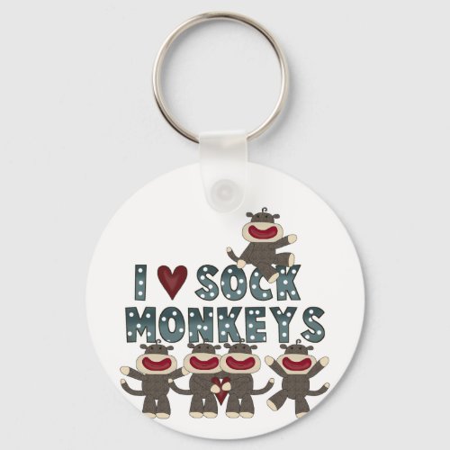 I Love Sock Monkeys Tshirts and Gifts Keychain