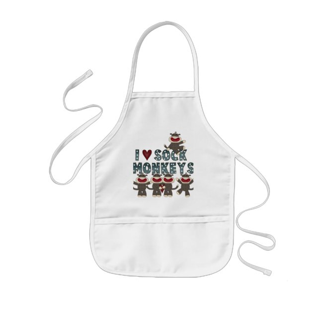 I Love Sock Monkeys Tshirts and Gifts Kids' Apron (Front)