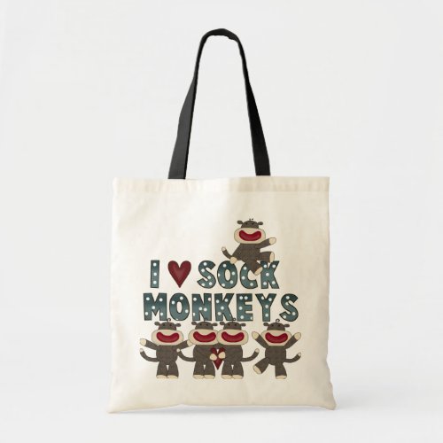 I Love Sock Monkeys Tshirts and Gifts Tote Bag