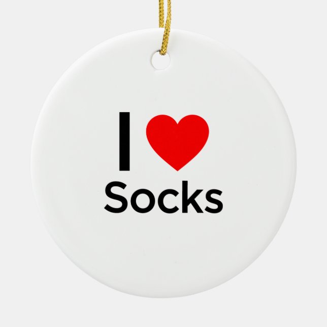 I Love Socks Ceramic Ornament (Front)