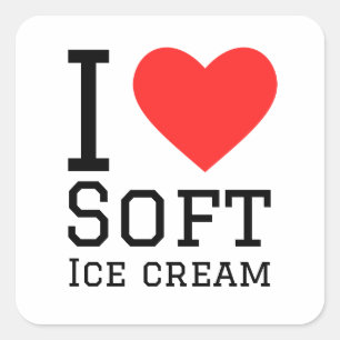 I love soft ice cream square sticker