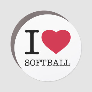 I LOVE SOFTBALL CAR MAGNET