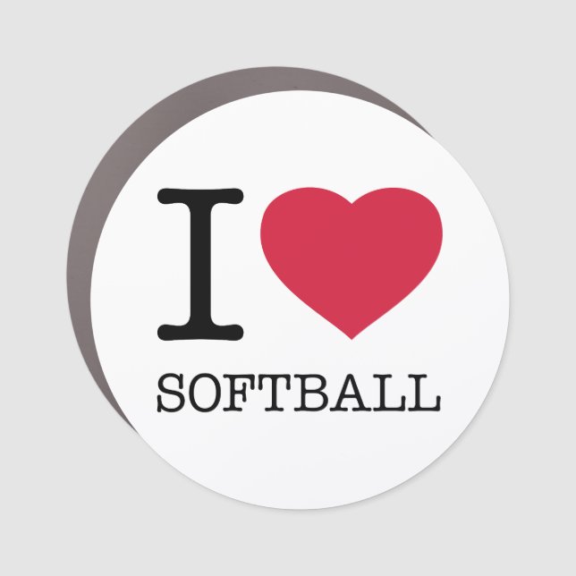 I LOVE SOFTBALL CAR MAGNET (Front)
