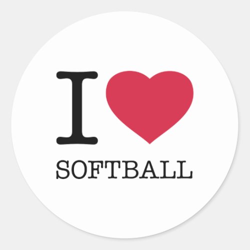 I LOVE SOFTBALL CLASSIC ROUND STICKER